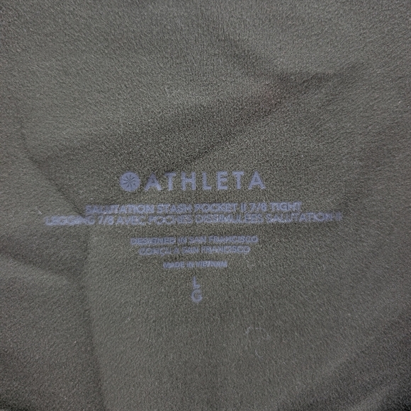 Athleta Salutation Stash Pocket High Rise 7/8 Legging Green Womens Petite Large - Picture 5 of 8